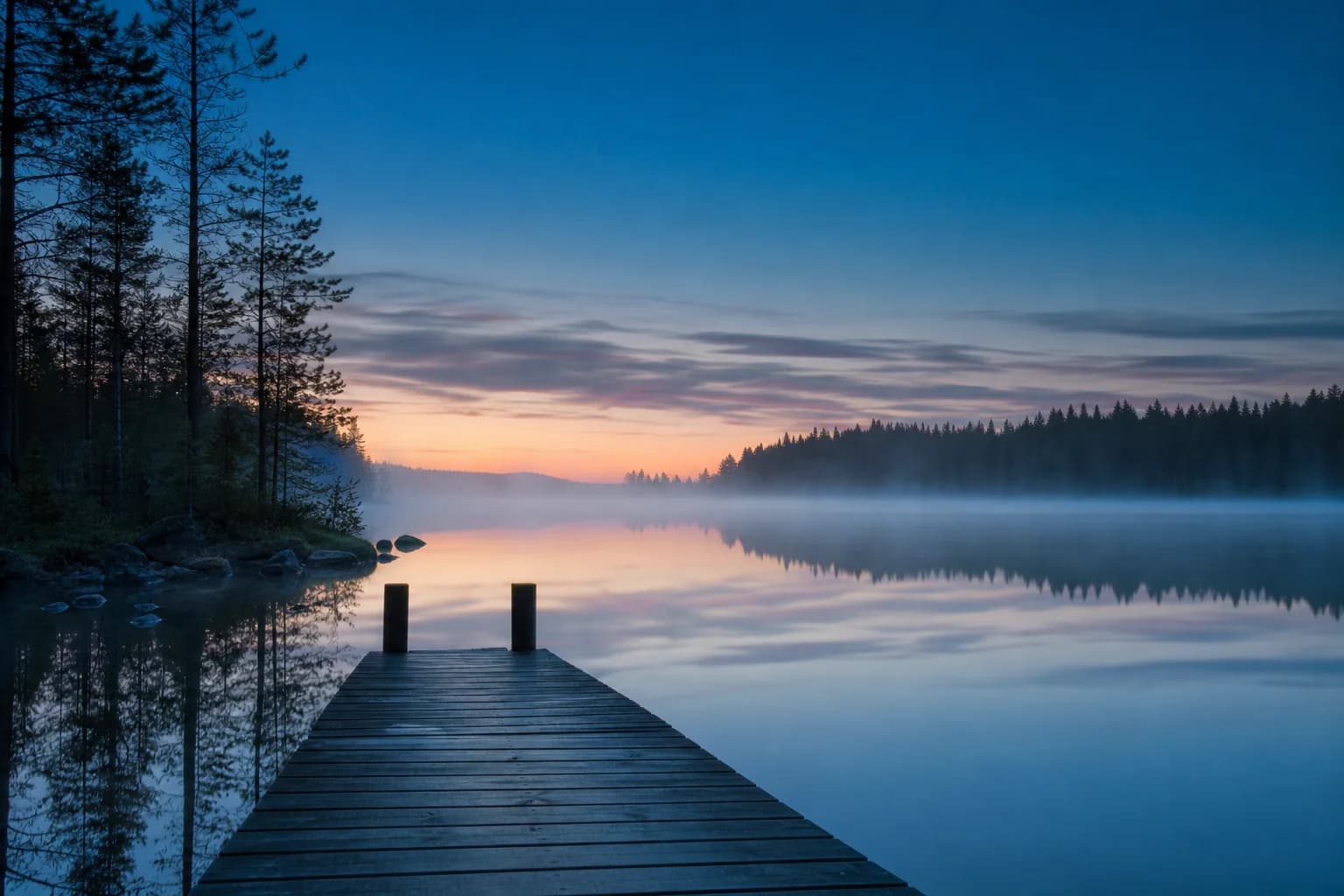 Finnish lake at dusk