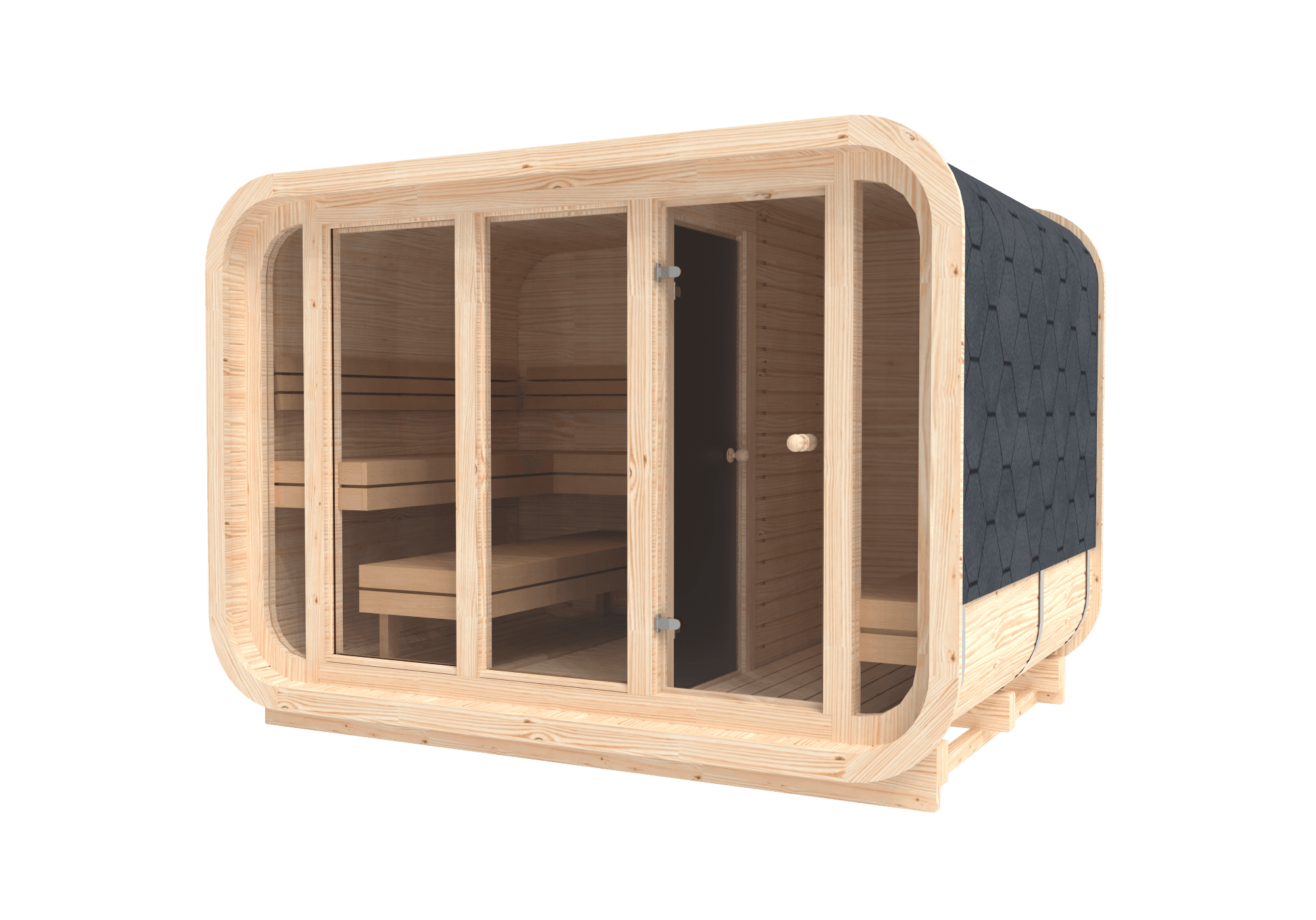 RecoSauna Comfort Square Sauna 3.0 x 2.3 m - Nordic Pine, image 1