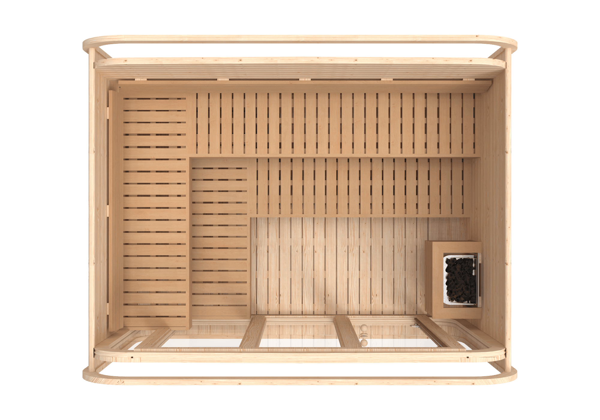 RecoSauna Sisu Square Sauna 3.0 x 2.3 m - Nordic Pine, exterior