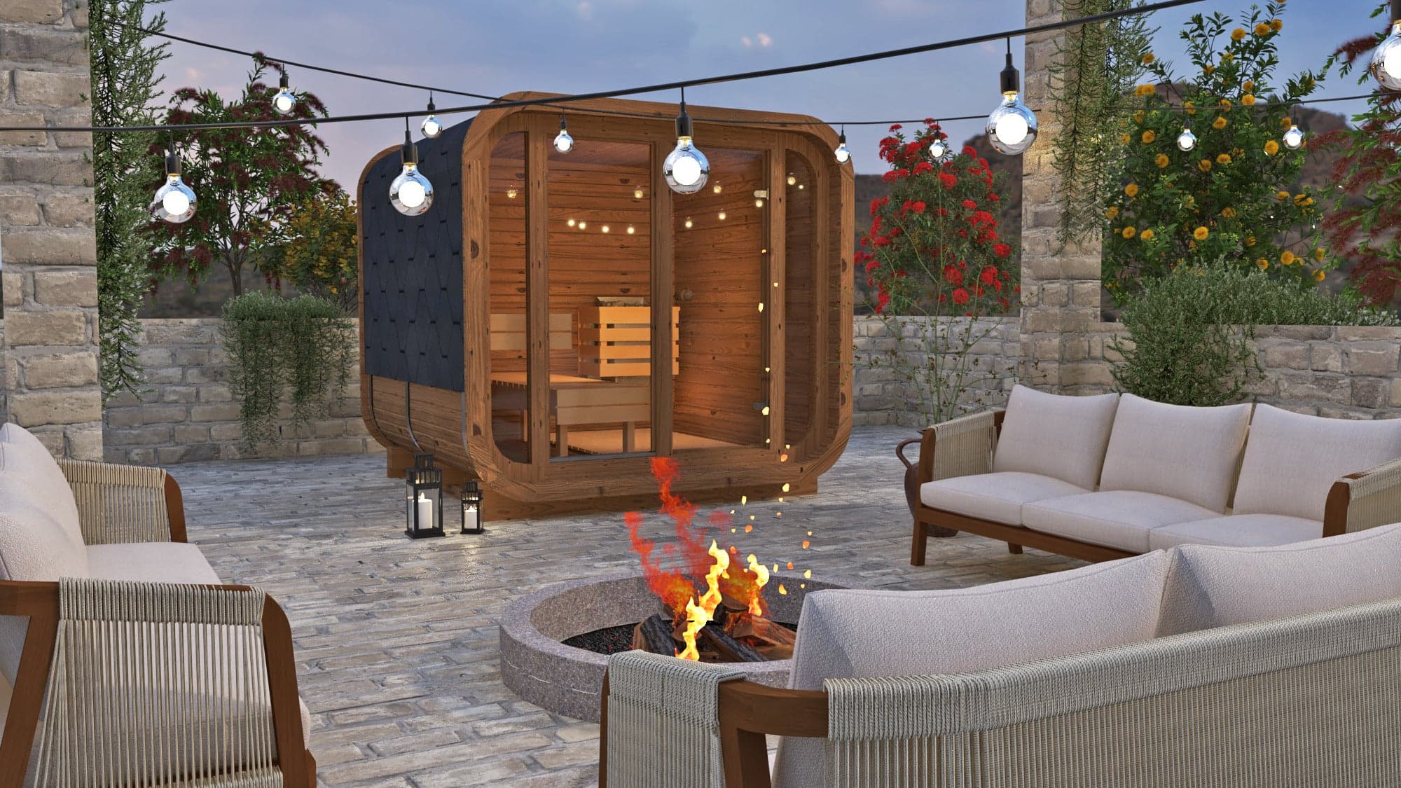 RecoSauna Sisu Square Sauna 2.3 x 2.3 m - Thermowood, interior