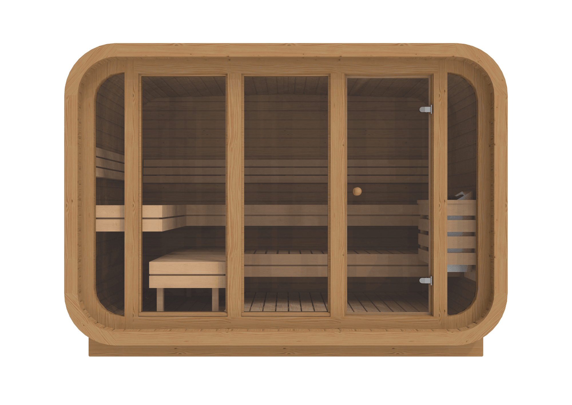 RecoSauna Sisu Square Sauna 3.0 x 2.3 m - Thermowood, interior