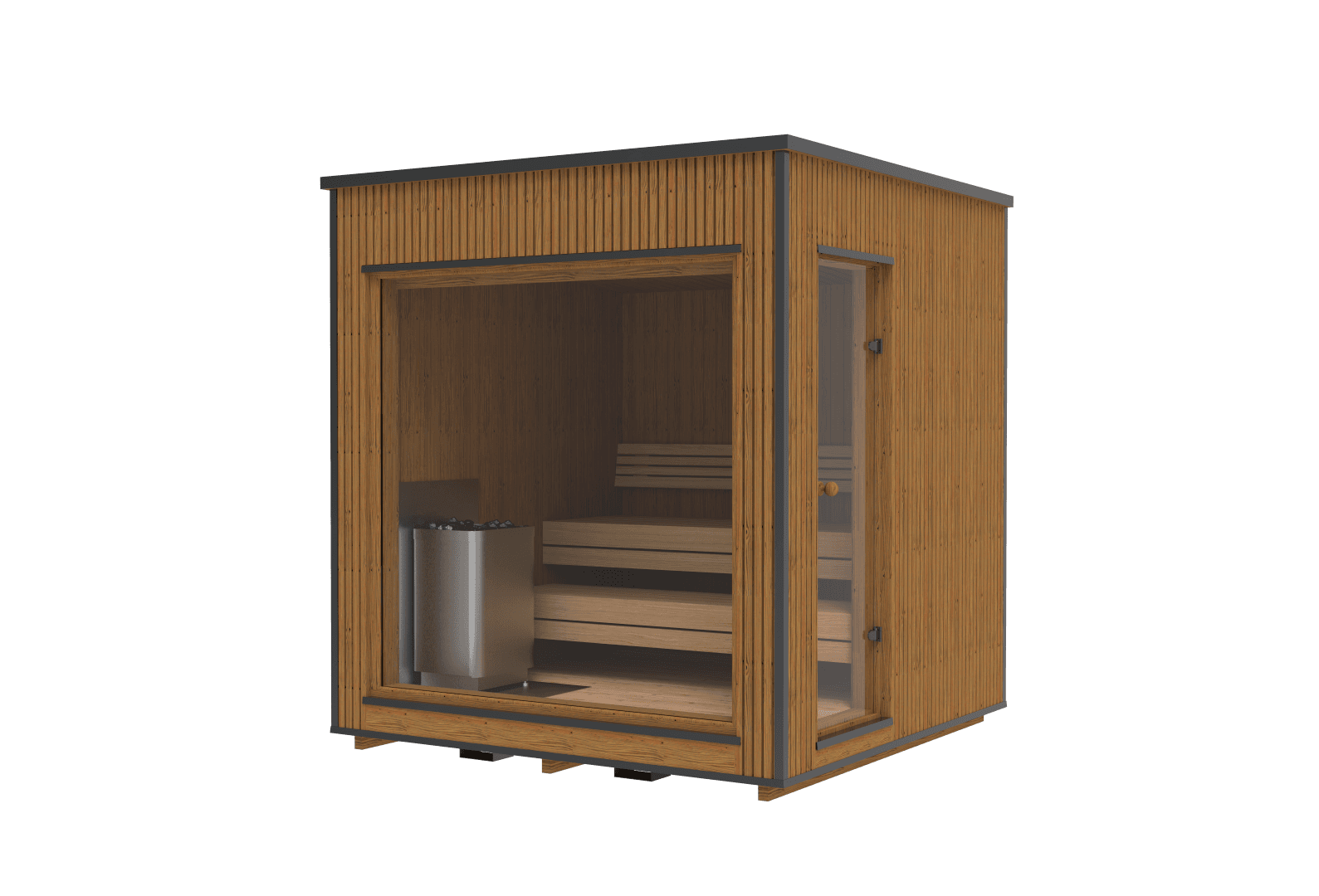 RecoSauna Lumi Luxury Modern Sauna 2.3 × 2.3 m - Thermowood, image 1
