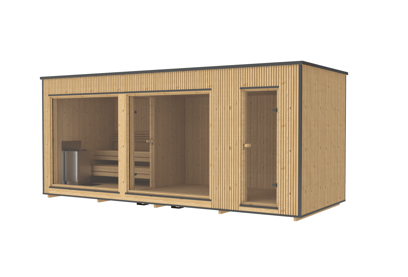 RecoSauna Lumi Luxury Modern Sauna 2.3 × 5.9 m - Pinewood, image 1