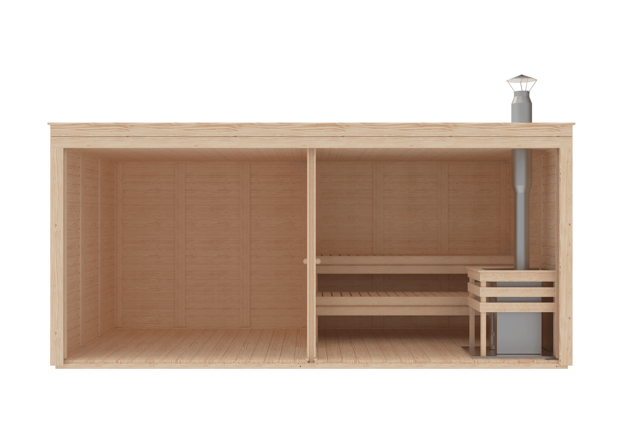 RecoSauna Havu Eco Modern Sauna 2.4 × 4.8 m - Pinewood, image 1