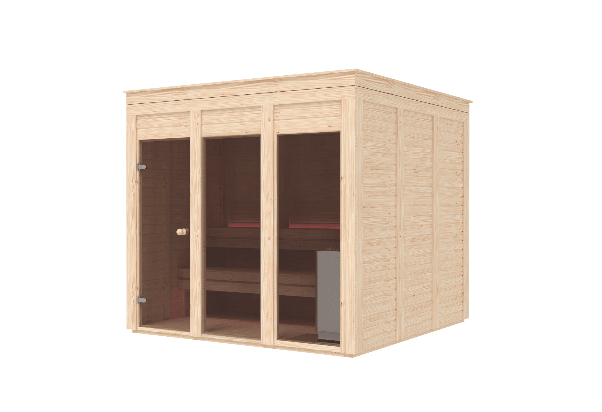 RecoSauna Havu Eco Modern Sauna 2.4 × 2.4 m - Pinewood, image 1