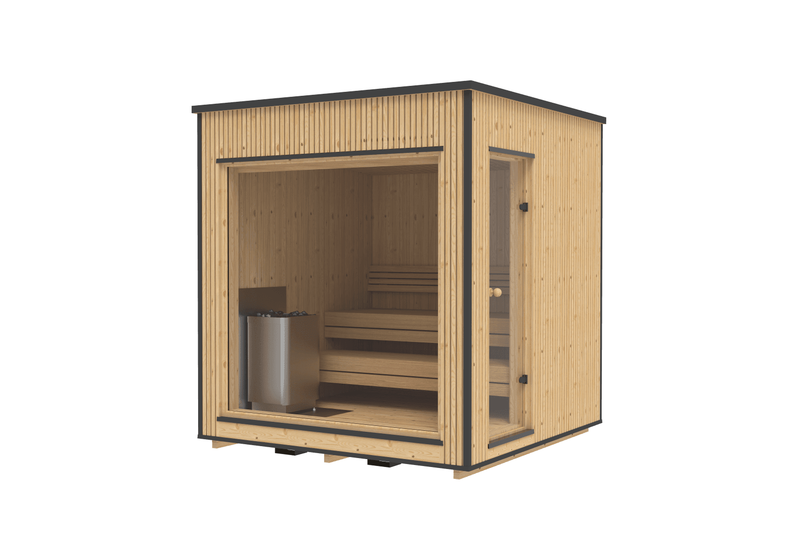 RecoSauna Lumi Luxury Modern Sauna 2.3 × 2.3 m - Pinewood, image 1