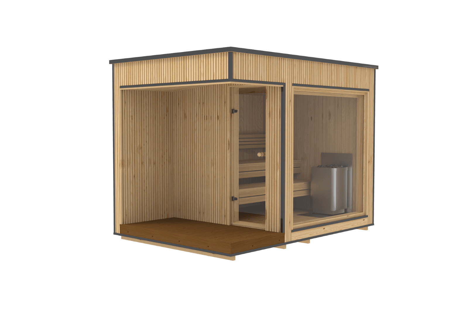 RecoSauna Lumi Terrace Luxury Modern Sauna 2.3 × 3.3 m - Pinewood, image 1